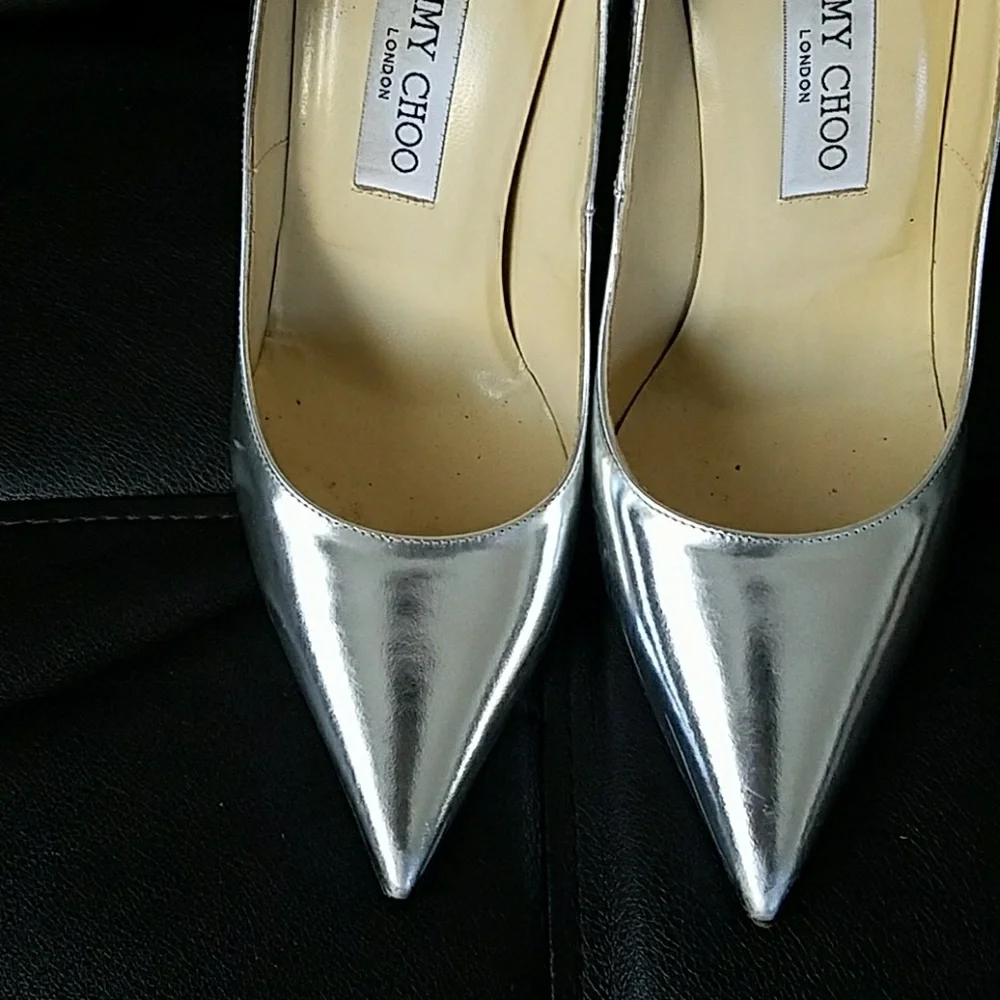 Jimmy Choo Anouk Silver Mirror Leather - Picture 2 of 8